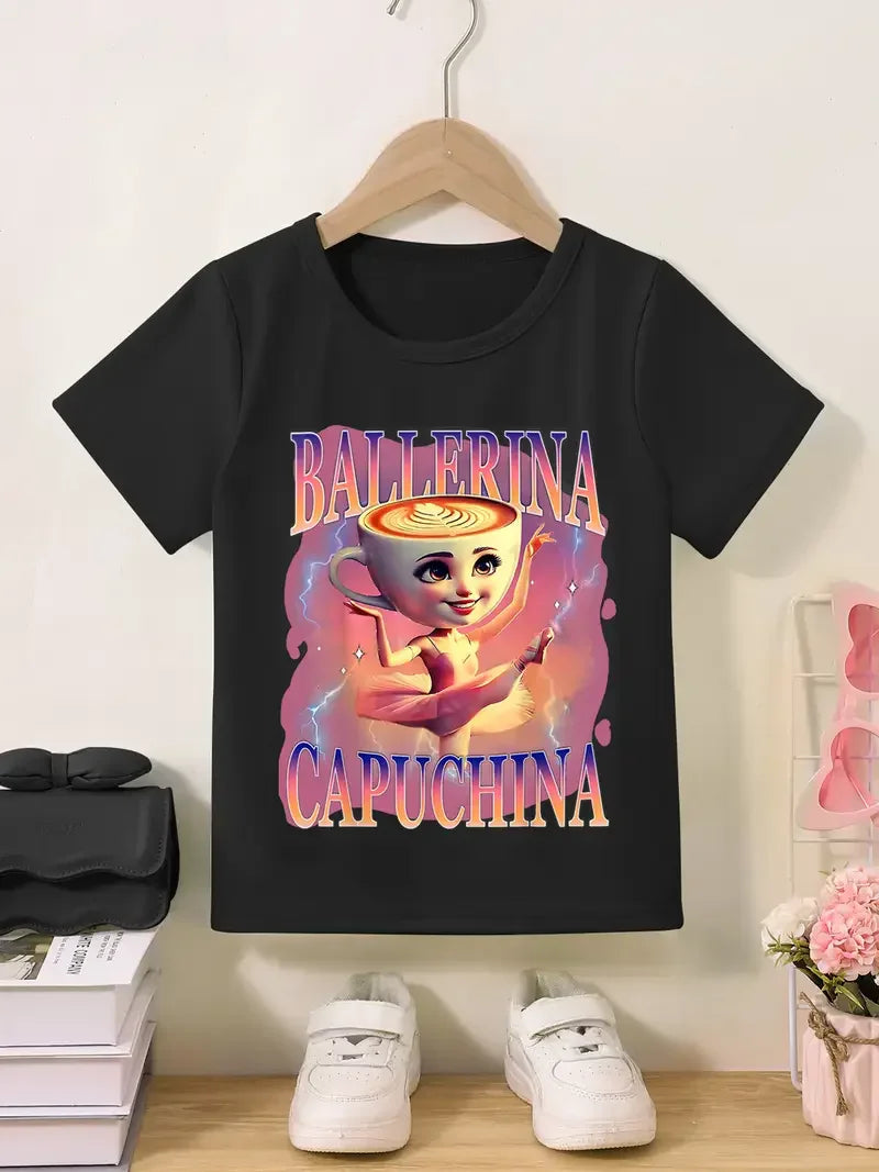 Y2k-Camiseta italiana con animales de Brainrot para niños y niñas, camisetas de manga corta de Tung Tung Sahur, camiseta bonita con meme divertido, ropa de verano