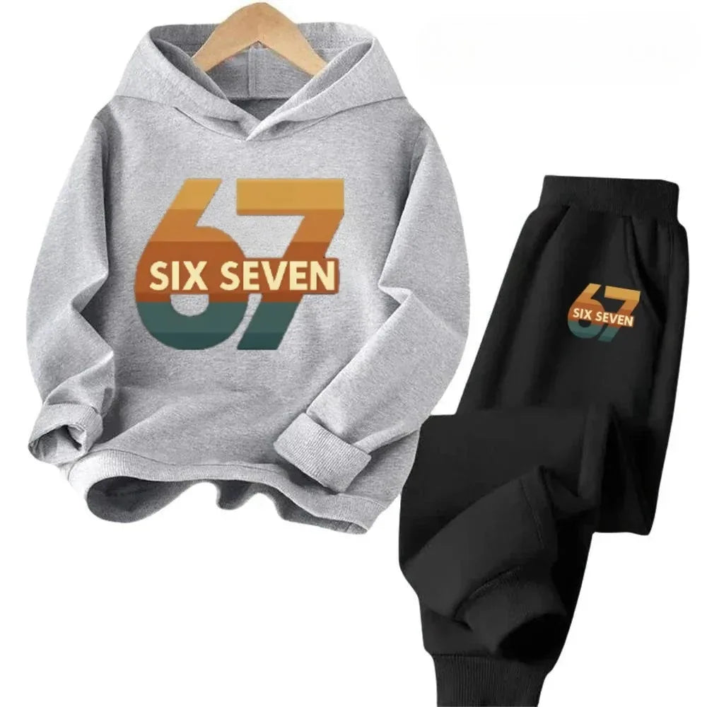 Conjunto de Ropa Infantil 67 Comfort, de 4 a 13 Años, Algodón Orgánico Antiencogimiento, Agradable al Tacto, Ropa Escolar, Conjunto de Sudadera Cómoda para Niños