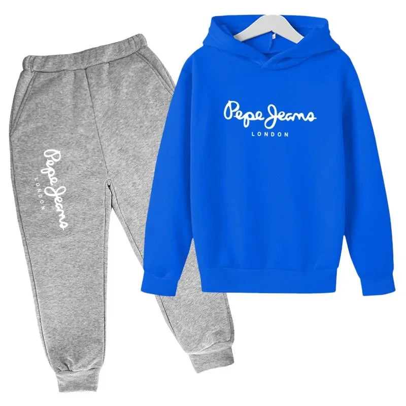 Ocio estampado de letras 2 uds Sudadera con capucha + Pantalones chándales 3-13 años niños niñas primavera otoño trajes ropa de calle ropa para niños