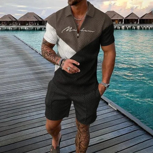 Chándal 3D Hombre | Polo Cremallera + Pantalón Corto Verano