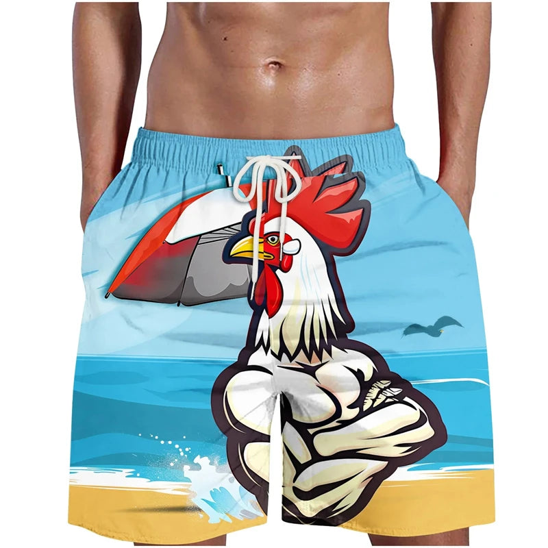 Pantalón Corto 3D Grafiti Gallo Hombre | Bañador Playa Transpirable