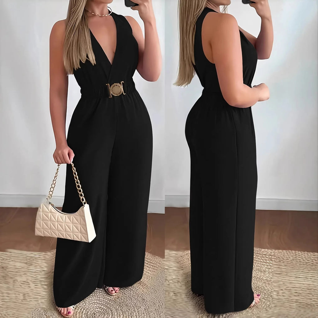 Monos para mujer 2026, monos cortos de primavera/verano, mono sexy sin mangas con cuello en V profundo, mono de pierna ancha, monos ajustados a la moda, ropa de mujer