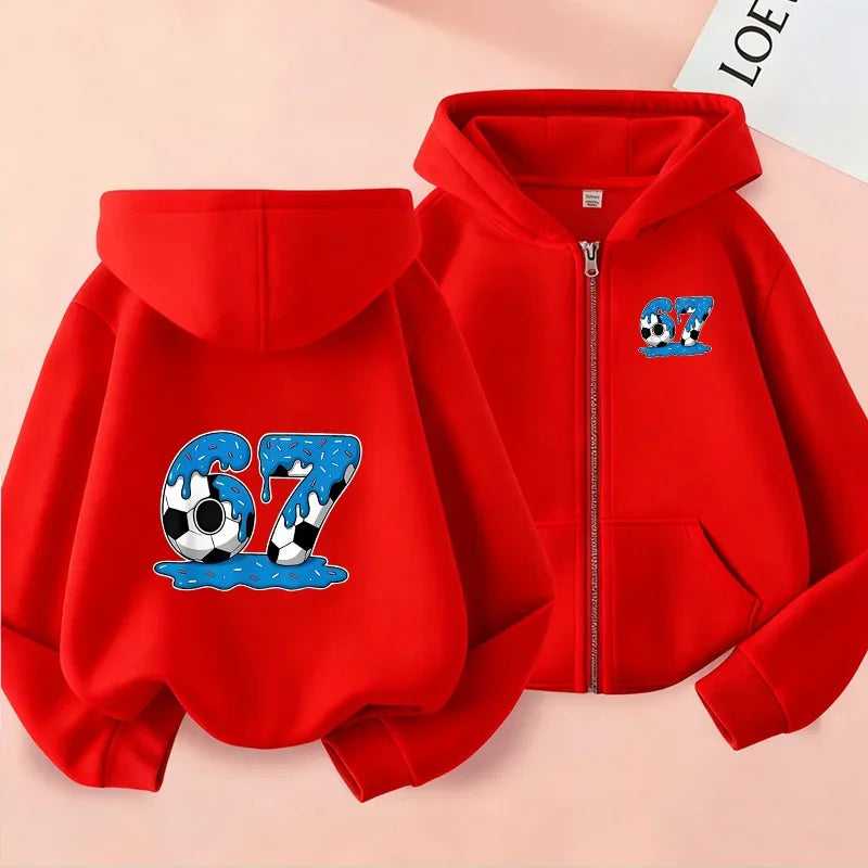 Camisa infantil con cremallera de diseño moderno y creativo para deportes de interior y exterior.