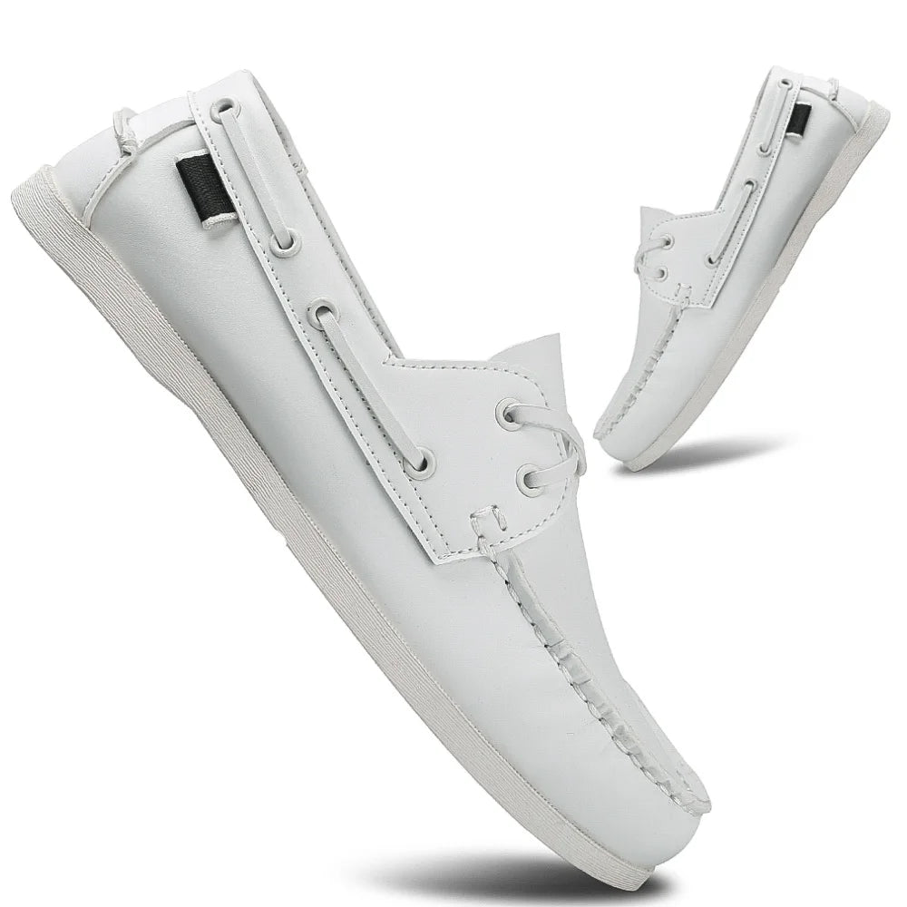 Zapatos mocasines con punta delantal de moda para hombre, cómodos antideslizantes para caminar al aire libre, viajar, primavera y verano