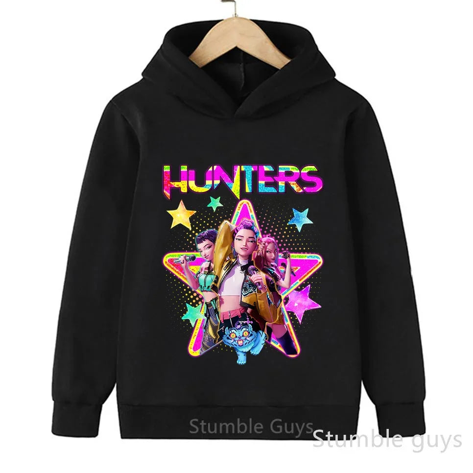 Conjunto de sudadera con capucha Kpop Demon Hunters de 3 a 14 años, ropa deportiva para niños y niñas, ropa diaria de otoño para niños