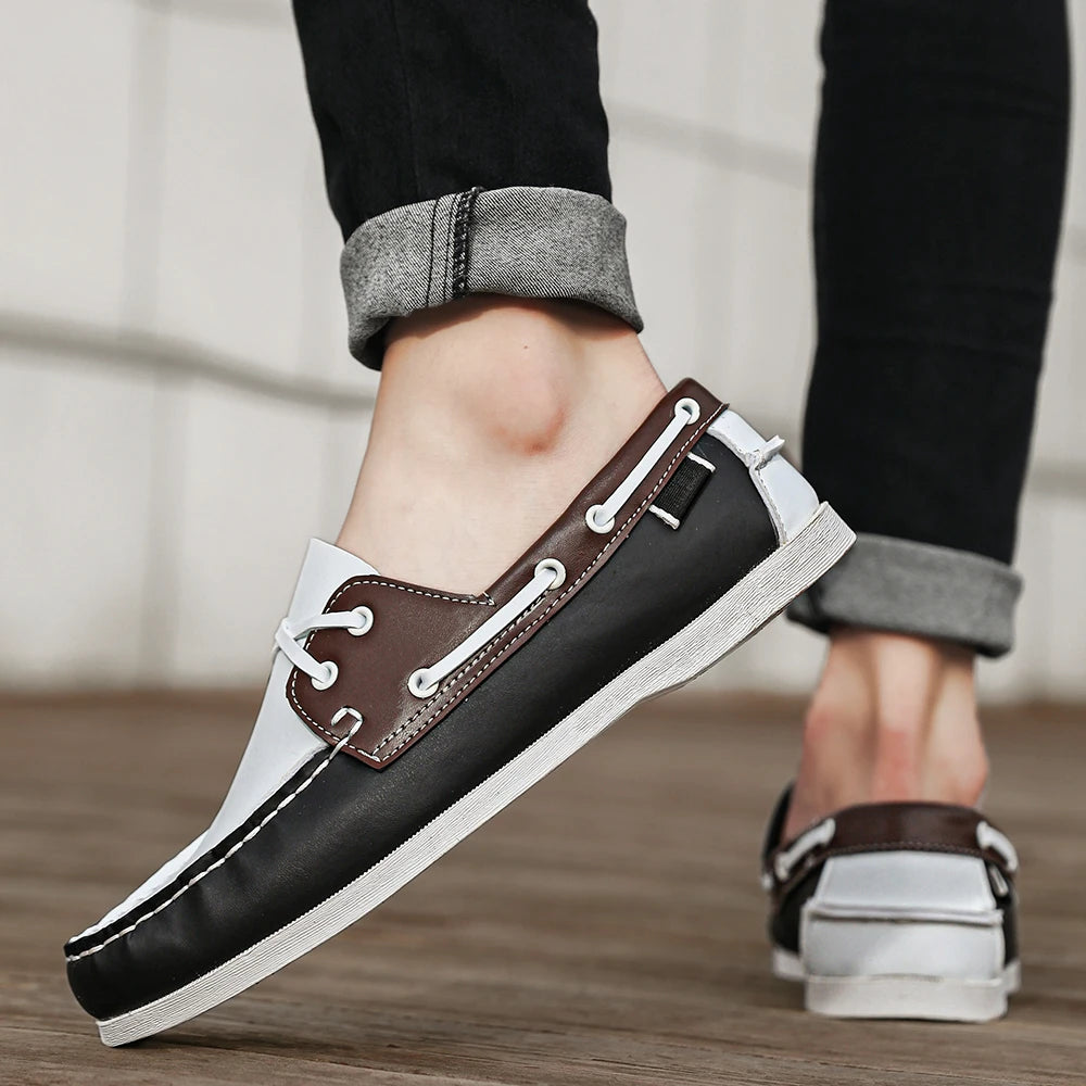 Zapatos mocasines con punta delantal de moda para hombre, cómodos antideslizantes para caminar al aire libre, viajar, primavera y verano