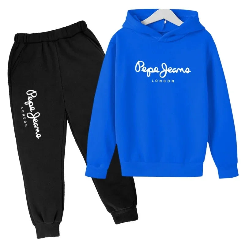 Ocio estampado de letras 2 uds Sudadera con capucha + Pantalones chándales 3-13 años niños niñas primavera otoño trajes ropa de calle ropa para niños