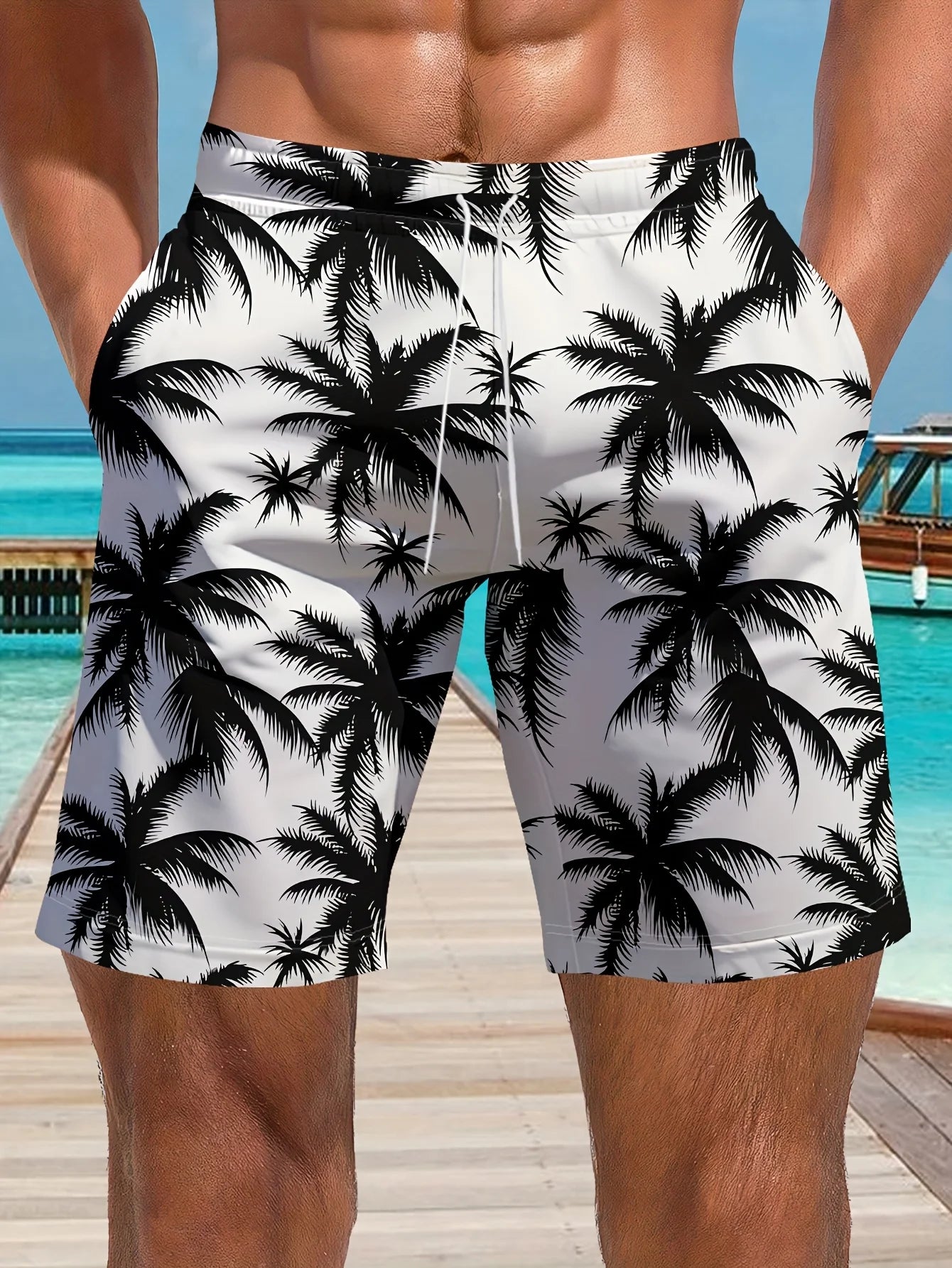 Shorts de Playa para Hombre con Estampado de Palmeras y Cocoteros, Nuevos Shorts de Verano para Vacaciones, Shorts Casuales Clásicos de Secado Rápido para Hombre