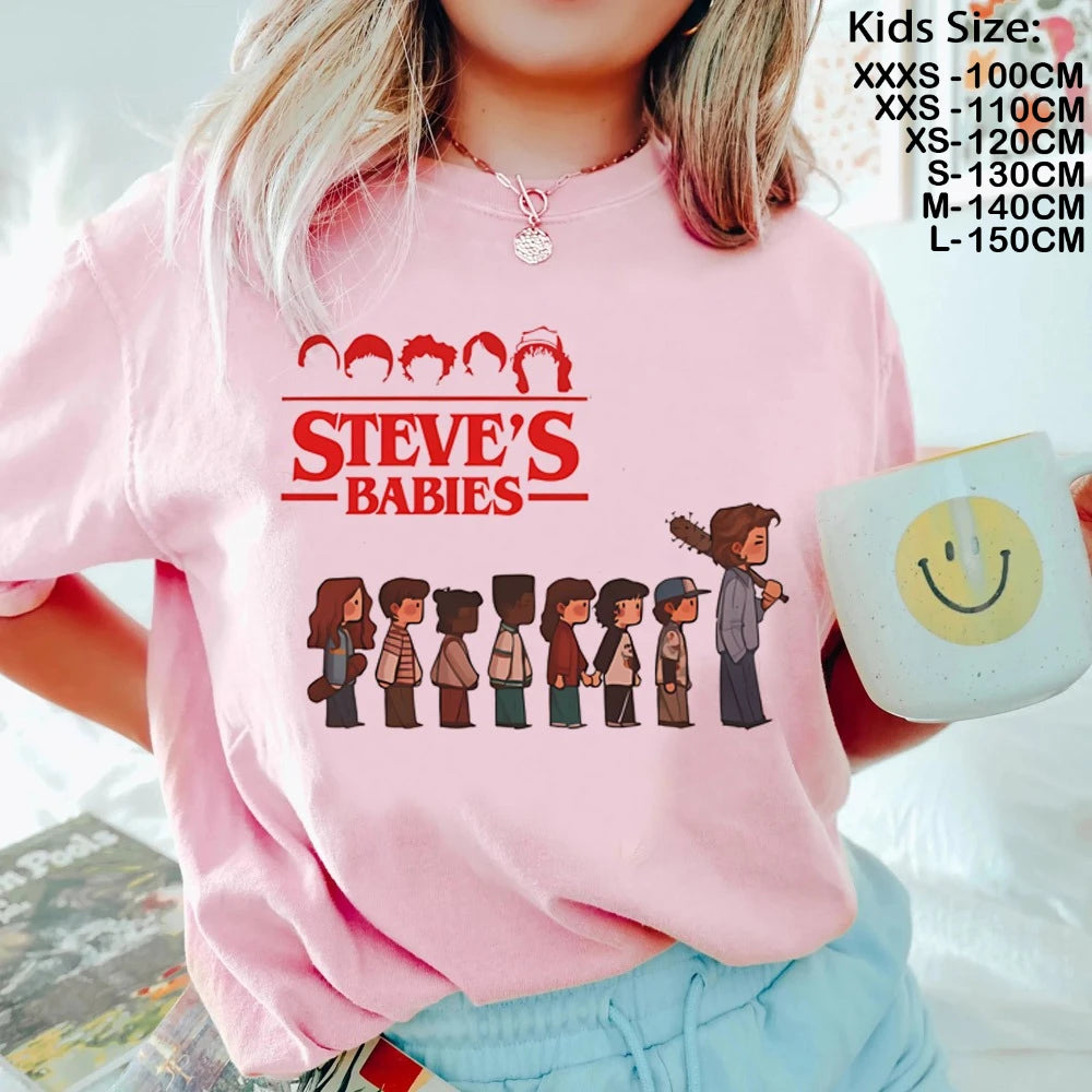 Camiseta Running Up That Hill para niños, camiseta de manga corta The Demogorgon para niños, camisetas informales holgadas con estampado con dibujo para niñas y niños