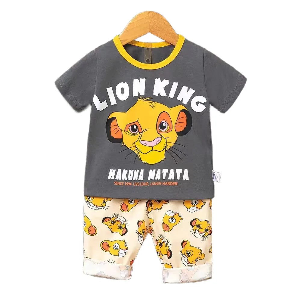 Conjunto de ropa informal para niños, chándal de 2 piezas con dibujos animados del Pato Donald, camiseta y pantalones cortos, verano, 1-4 años