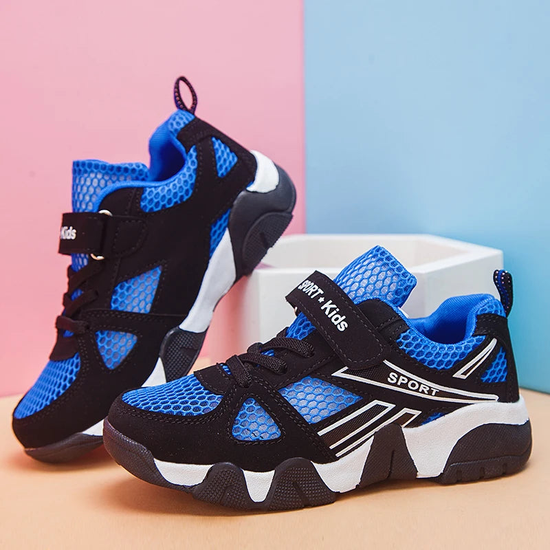 Zapatos de tenis para niños, zapatos planos de malla transpirables y cómodos para deportes al aire libre, zapatillas de deporte de verano a la moda para niños