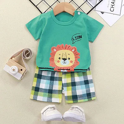 Conjunto de ropa informal para niños, chándal de 2 piezas con dibujos animados del Pato Donald, camiseta y pantalones cortos, verano, 1-4 años