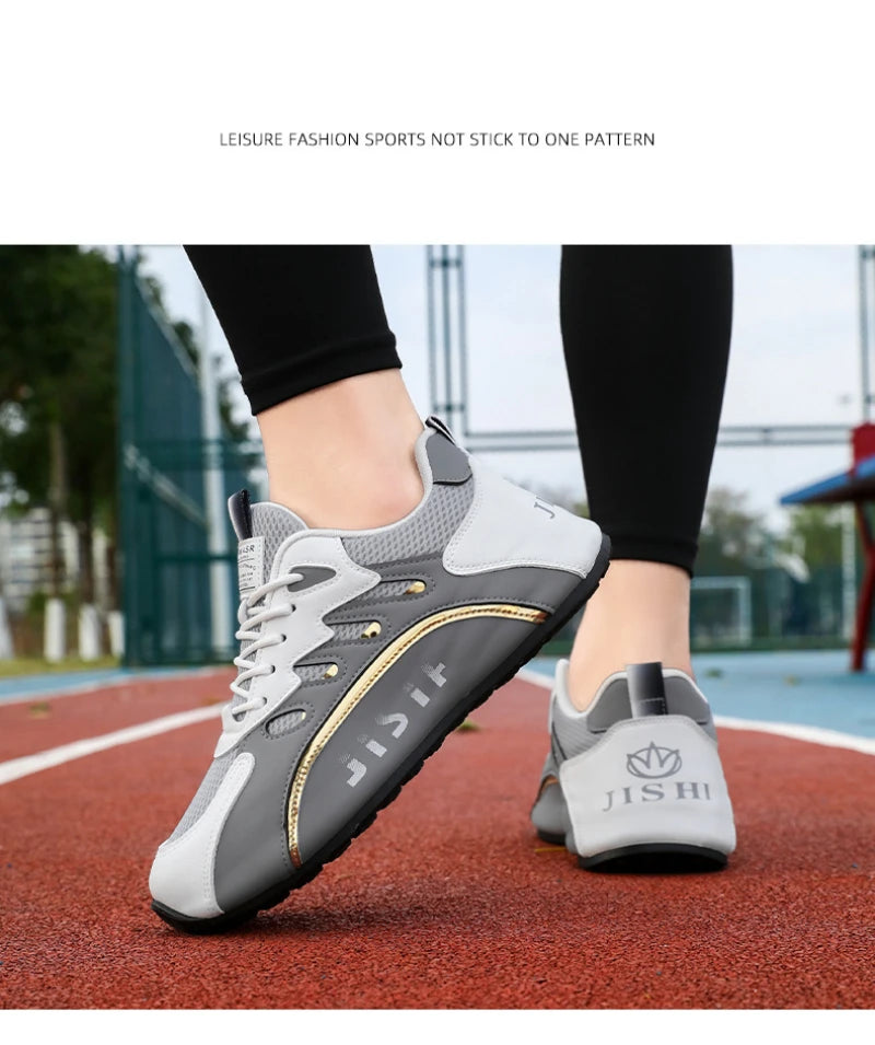 Zapatillas de deporte de malla transpirable rojas y blancas para hombre, zapatos para correr informales a la moda, zapatillas deportivas ligeras antideslizantes para uso diario