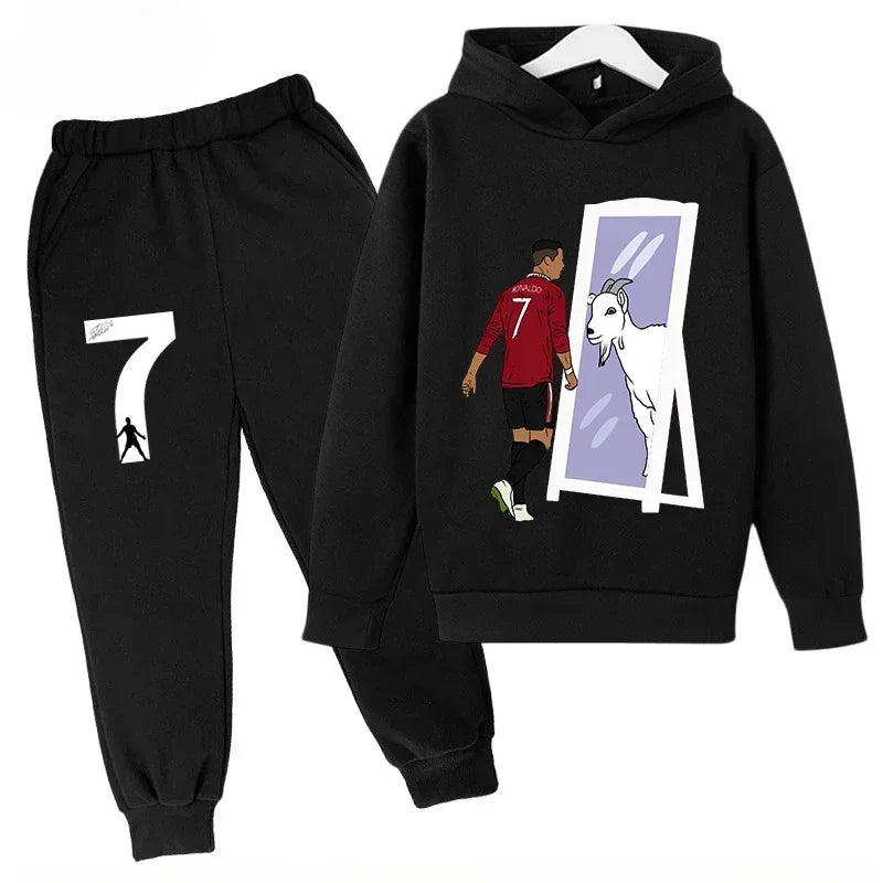 Chándal de Secado Rápido CR7 para Niños de 7 a 13 Años, Ronaldo 7 #   Conjunto Deportivo Estampado, Ropa Deportiva Transpirable, Ropa Infantil de Boutique