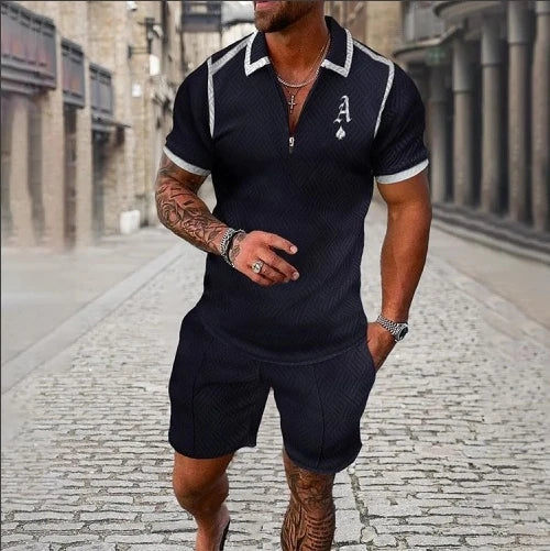 Chándal 3D Hombre | Polo Cremallera + Pantalón Corto Verano
