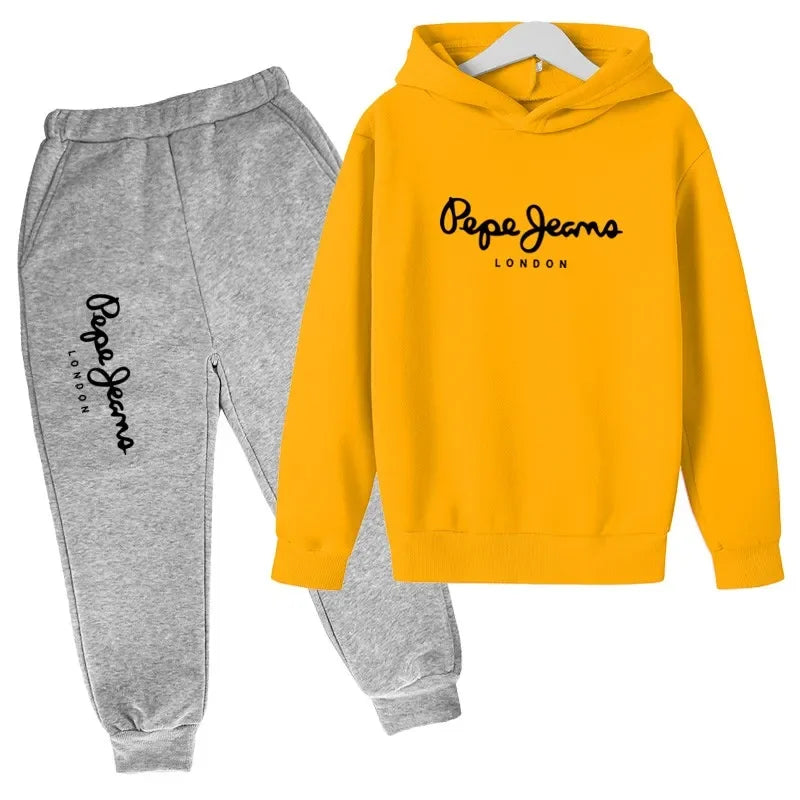 Ocio estampado de letras 2 uds Sudadera con capucha + Pantalones chándales 3-13 años niños niñas primavera otoño trajes ropa de calle ropa para niños
