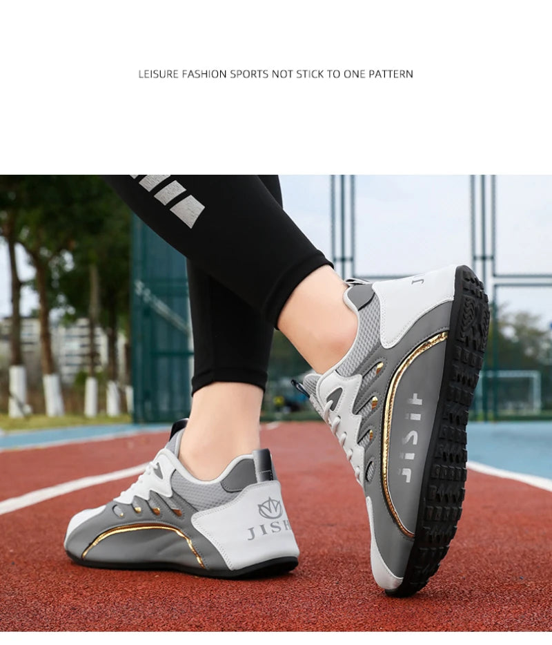 Zapatillas de deporte de malla transpirable rojas y blancas para hombre, zapatos para correr informales a la moda, zapatillas deportivas ligeras antideslizantes para uso diario