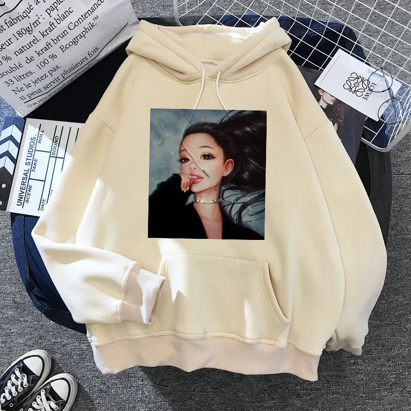 Sudadera con capucha de Ariana Grande Harajuku divertida para mujer/hombre, sudadera de los años 90, ropa para mujer/hombre, jerséis gráficos, capucha de gran tamaño Ulzzang Tumblr