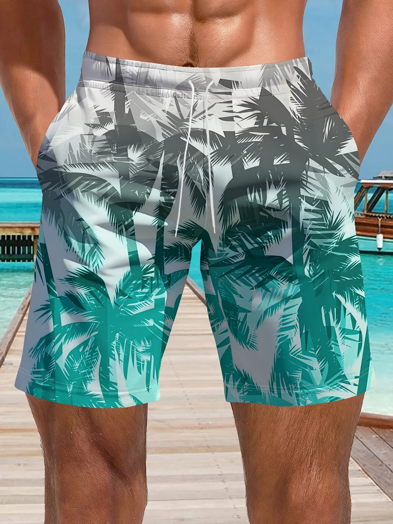 Shorts de Playa para Hombre con Estampado de Palmeras y Cocoteros, Nuevos Shorts de Verano para Vacaciones, Shorts Casuales Clásicos de Secado Rápido para Hombre