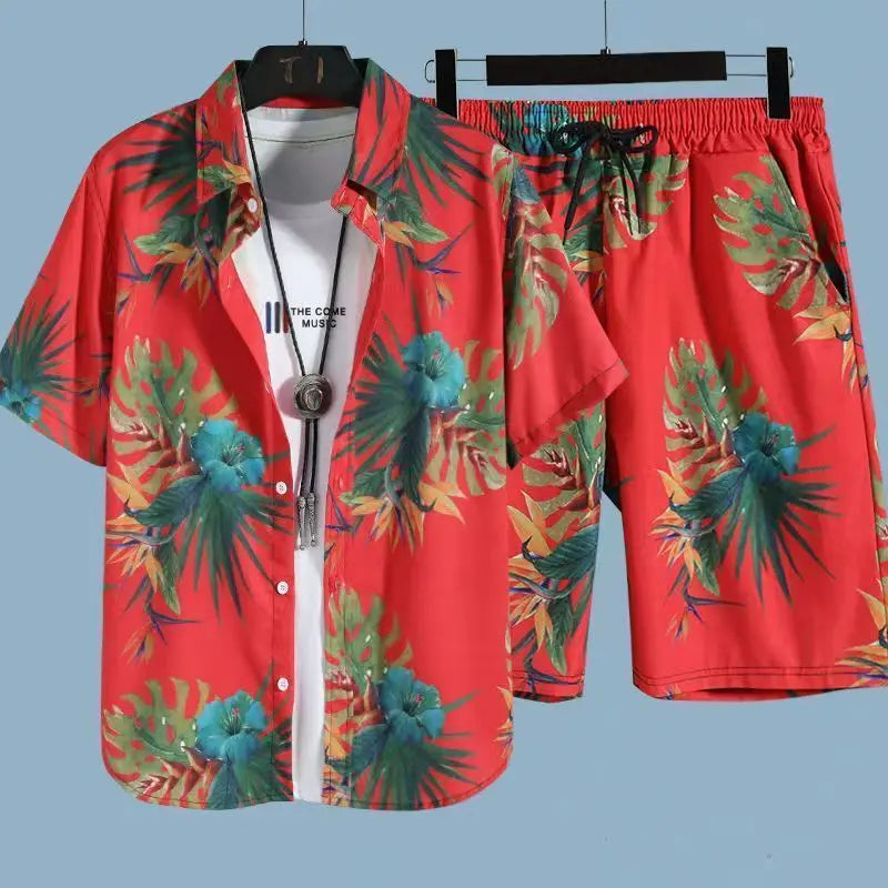 Conjunto Hawaiano 3D Hombre | Camisa Árbol de Coco + Pantalón Corto Playa