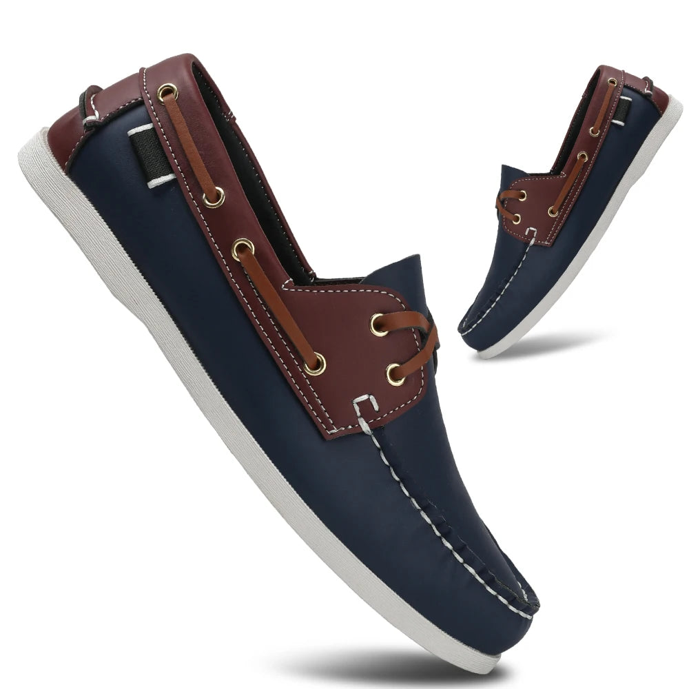 Zapatos mocasines con punta delantal de moda para hombre, cómodos antideslizantes para caminar al aire libre, viajar, primavera y verano