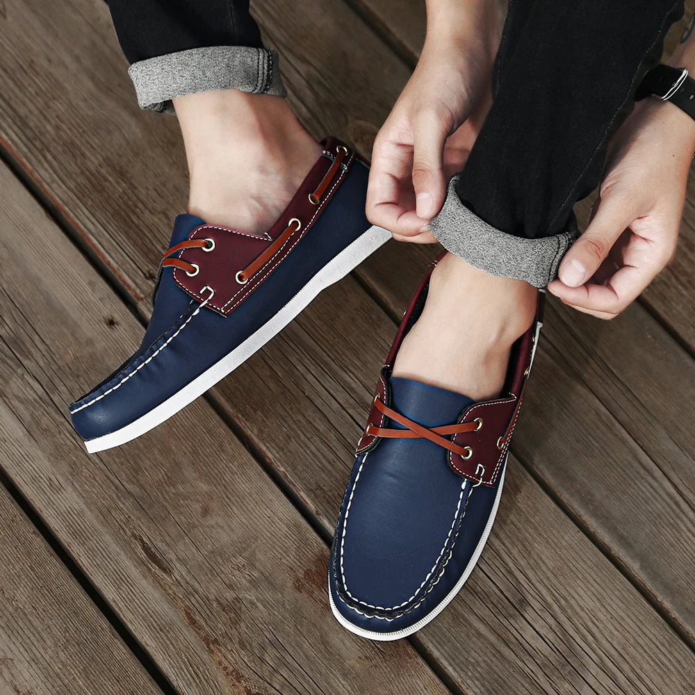 Zapatos mocasines con punta delantal de moda para hombre, cómodos antideslizantes para caminar al aire libre, viajar, primavera y verano