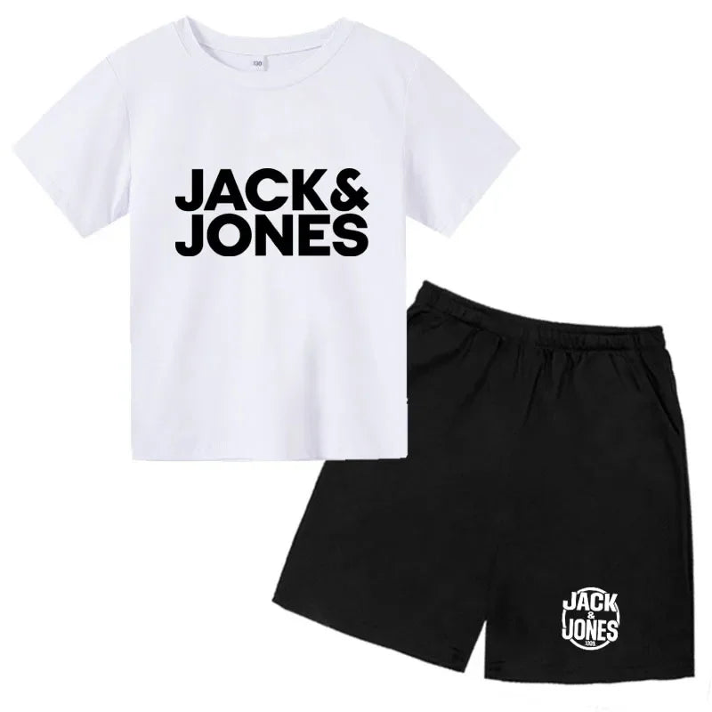 Conjuntos de Ropa para Niños y Niñas de 4 a 14 Años, Camisetas Transpirables de Verano con Estampado de Letras Sencillas y a la Moda + Pantalones Cortos, 2 Piezas
