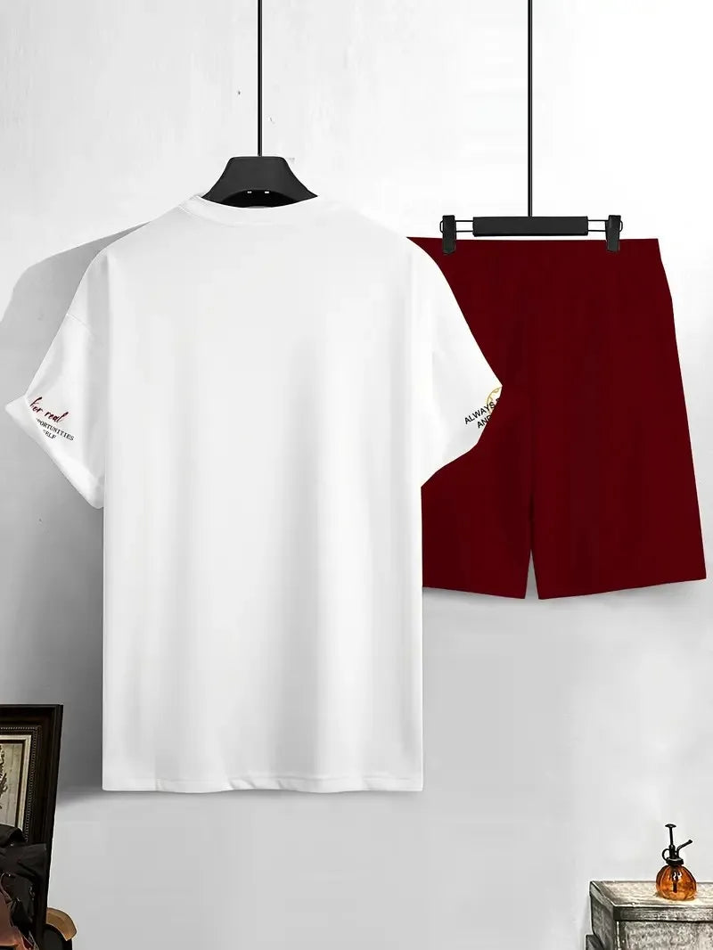 El nuevo conjunto de verano 2025 para hombres presenta moda urbana, comodidad informal, suavidad, transpirabilidad y impresión de patrones digitales 3D