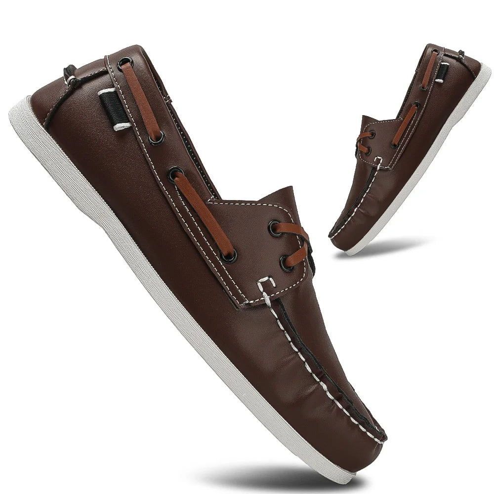 Zapatos mocasines con punta delantal de moda para hombre, cómodos antideslizantes para caminar al aire libre, viajar, primavera y verano