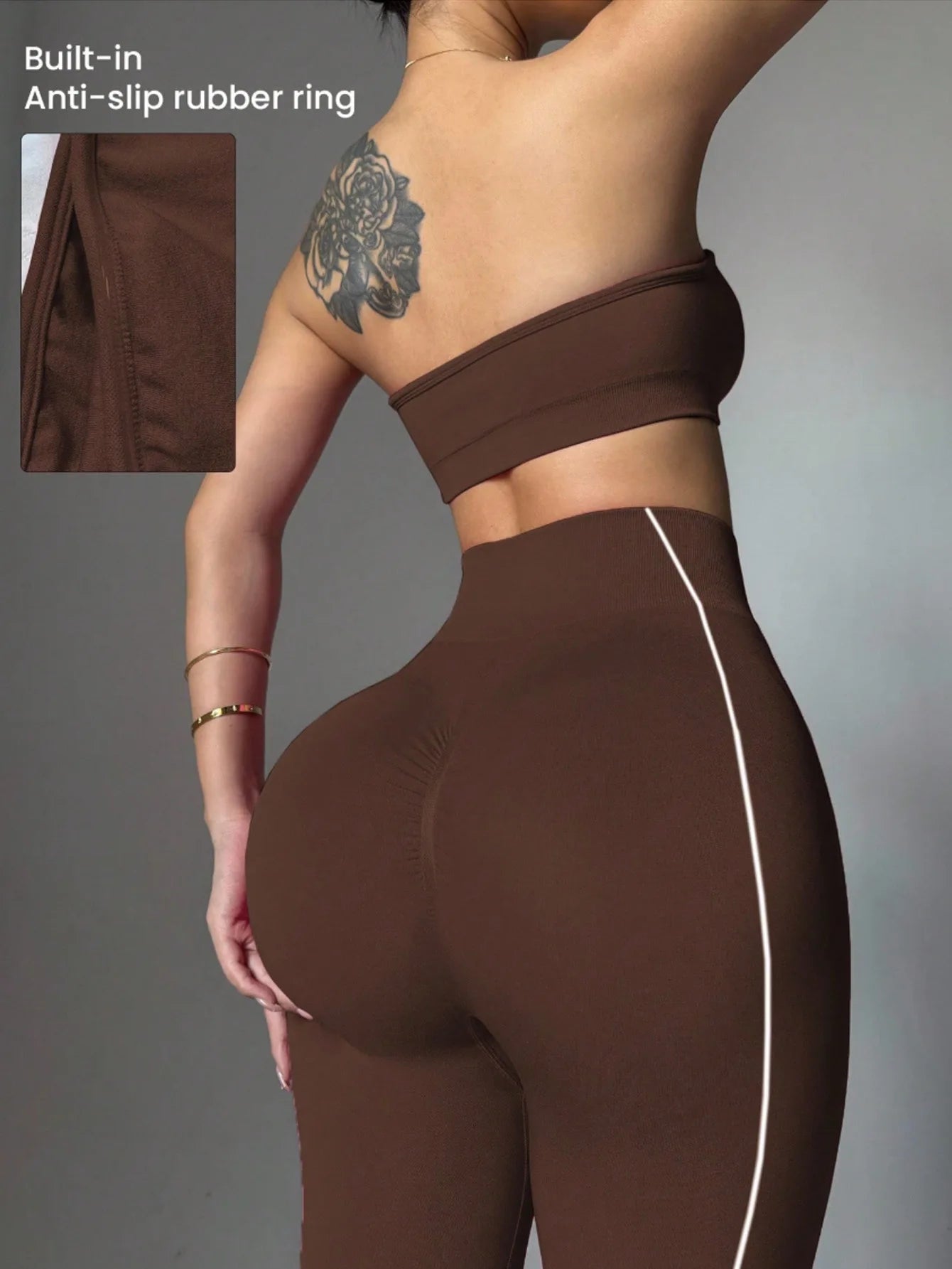 Conjunto Deportivo de 2 Piezas para Mujer: Sujetador Deportivo sin Tirantes y Leggings de Yoga de Cintura Alta con Relleno para Entrenamiento, Fitness y Gimnasio