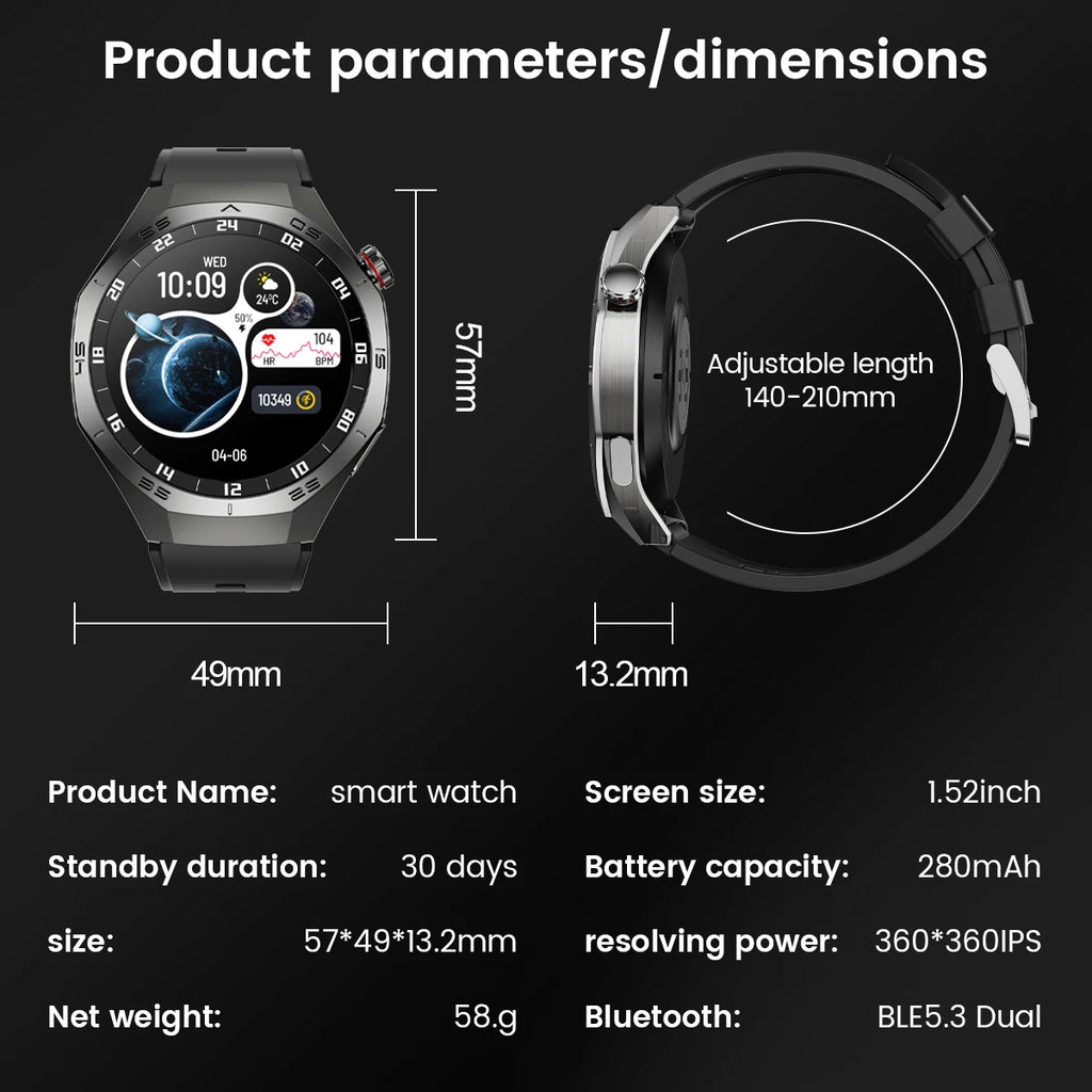 2025New para Android e ios reloj inteligente hombres pantalla AMOLED GPS trayectoria de movimiento ritmo cardíaco llamadas Bluetooth SmartWatch impermeable