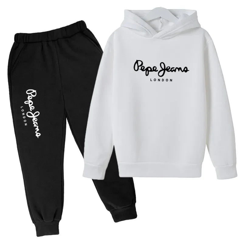 Ocio estampado de letras 2 uds Sudadera con capucha + Pantalones chándales 3-13 años niños niñas primavera otoño trajes ropa de calle ropa para niños