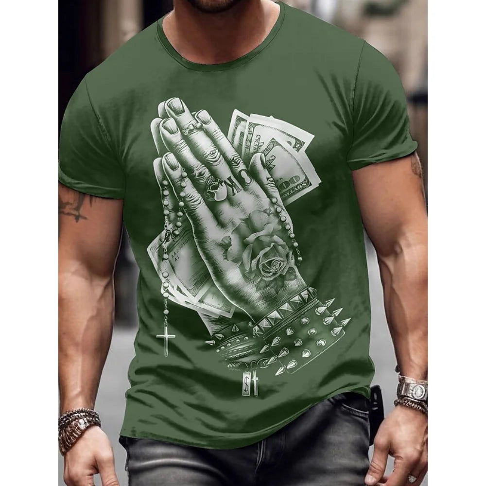 Camisetas informales para hombre, Tops de manga corta, ropa con estampado 3D, jersey de gran tamaño con cuello redondo, camisas Vintage de calle para hombre, camisetas 5xl 2024