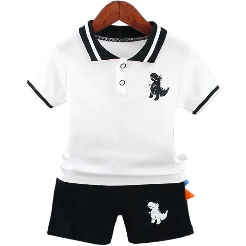 Nueva ropa de verano para bebés, camiseta de dibujos animados para niños, pantalones cortos, 2 unids/set, conjunto de ropa para niños, disfraz informal infantil, chándales para niños pequeños
