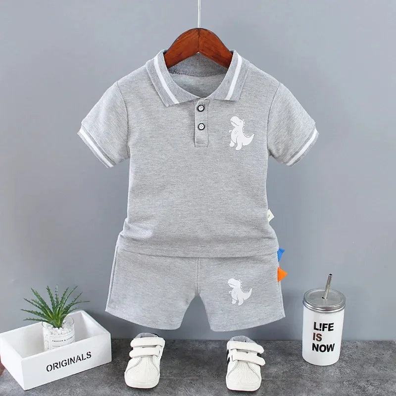 Nueva ropa de verano para bebés, camiseta de dibujos animados para niños, pantalones cortos, 2 unids/set, conjunto de ropa para niños, disfraz informal infantil, chándales para niños pequeños
