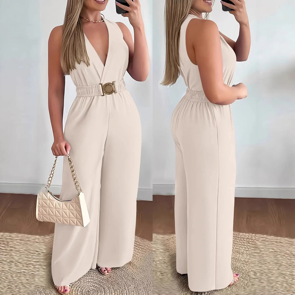 Monos para mujer 2026, monos cortos de primavera/verano, mono sexy sin mangas con cuello en V profundo, mono de pierna ancha, monos ajustados a la moda, ropa de mujer