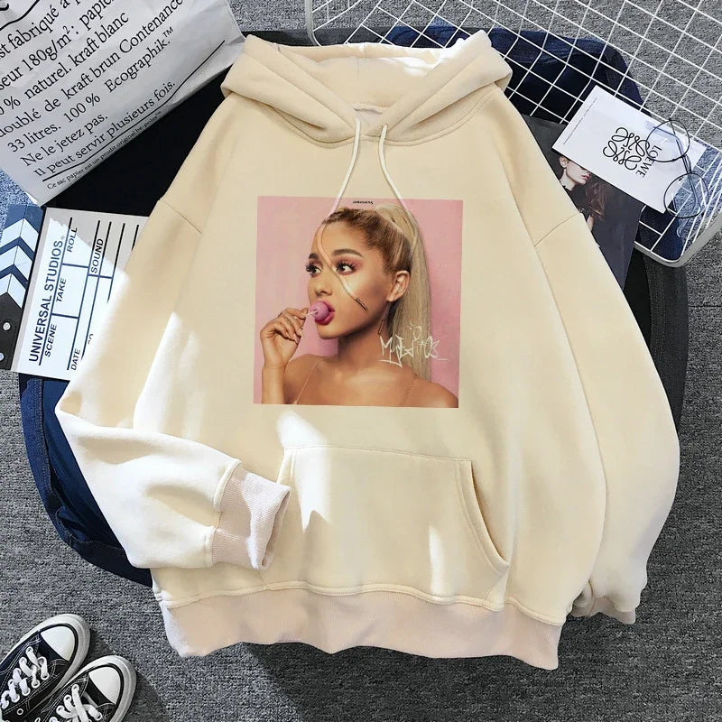 Sudadera con capucha de Ariana Grande Harajuku divertida para mujer/hombre, sudadera de los años 90, ropa para mujer/hombre, jerséis gráficos, capucha de gran tamaño Ulzzang Tumblr