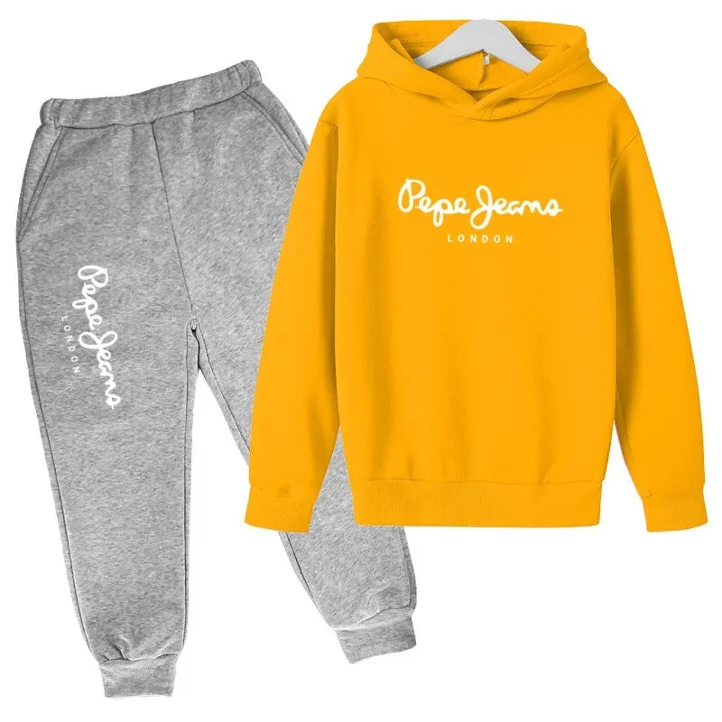Ocio estampado de letras 2 uds Sudadera con capucha + Pantalones chándales 3-13 años niños niñas primavera otoño trajes ropa de calle ropa para niños