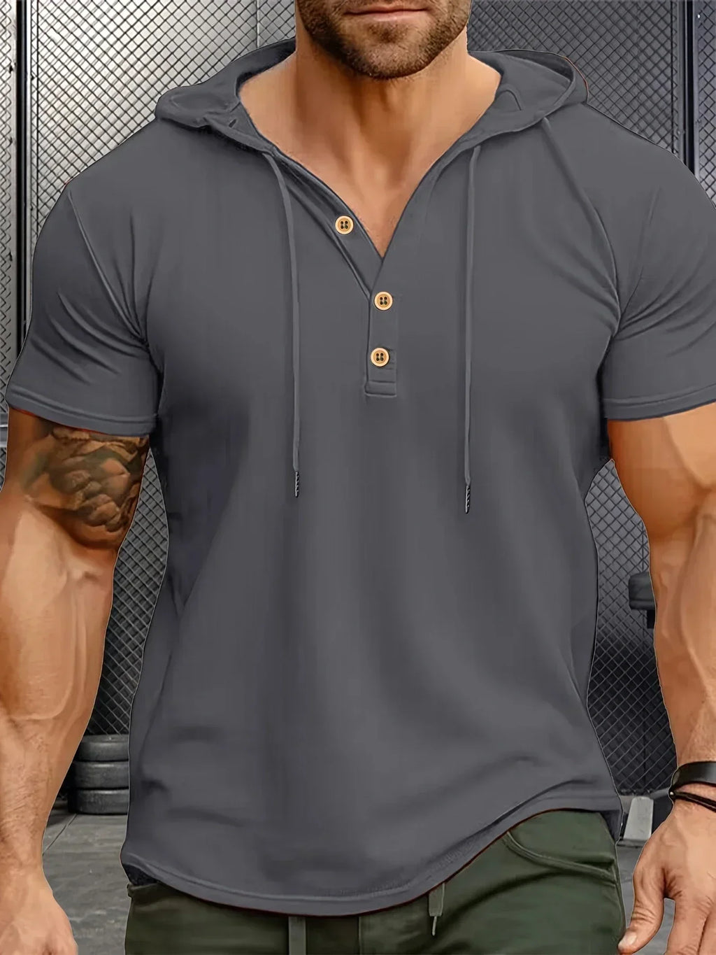 Camiseta ajustada de verano para hombre, camisetas de manga corta con capucha para Fitness, Sudadera con capucha ligera para hombre, camisetas deportivas transpirables para Fitness