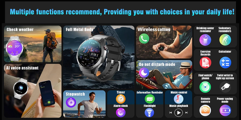 2025New para Android e ios reloj inteligente hombres pantalla AMOLED GPS trayectoria de movimiento ritmo cardíaco llamadas Bluetooth SmartWatch impermeable
