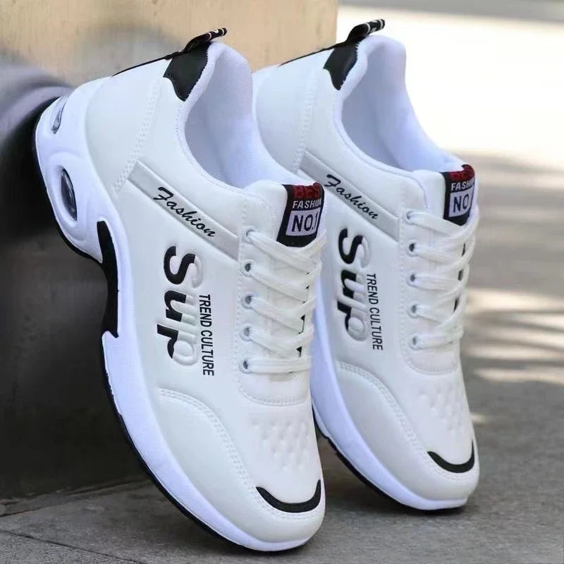 Zapatillas para correr antideslizantes y antiolores con superficie de cuero e zapatos impermeables para Hombre con aumento de altura interior
