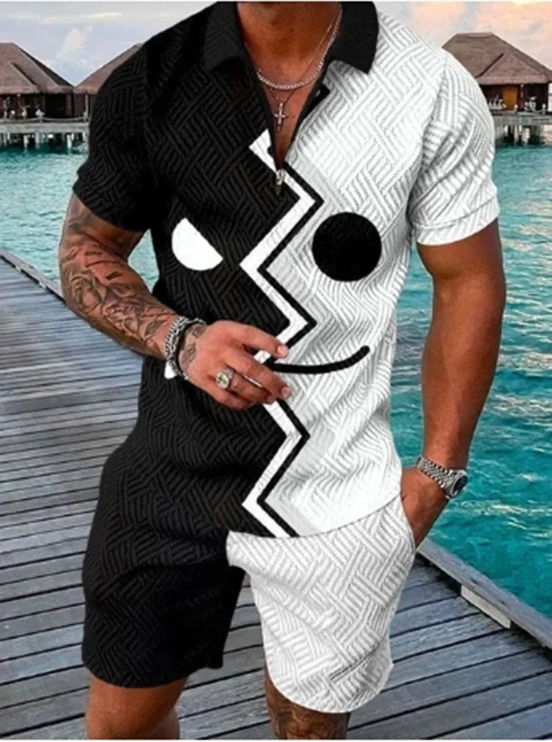 Chándal 3D Hombre | Polo Cremallera + Pantalón Corto Verano