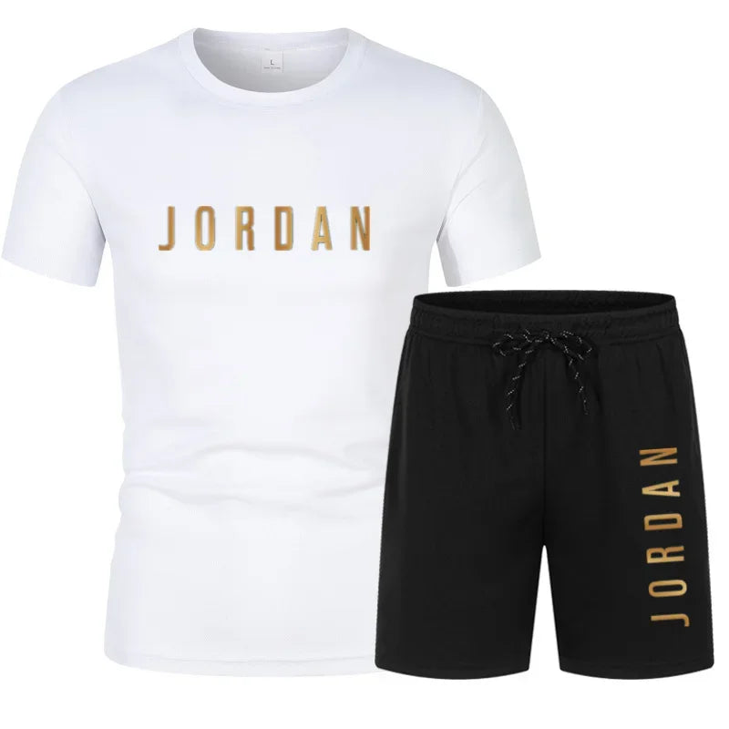 Conjunto deportivo informal de dos piezas para hombre joven, camiseta de manga corta y pantalones cortos, moda de verano