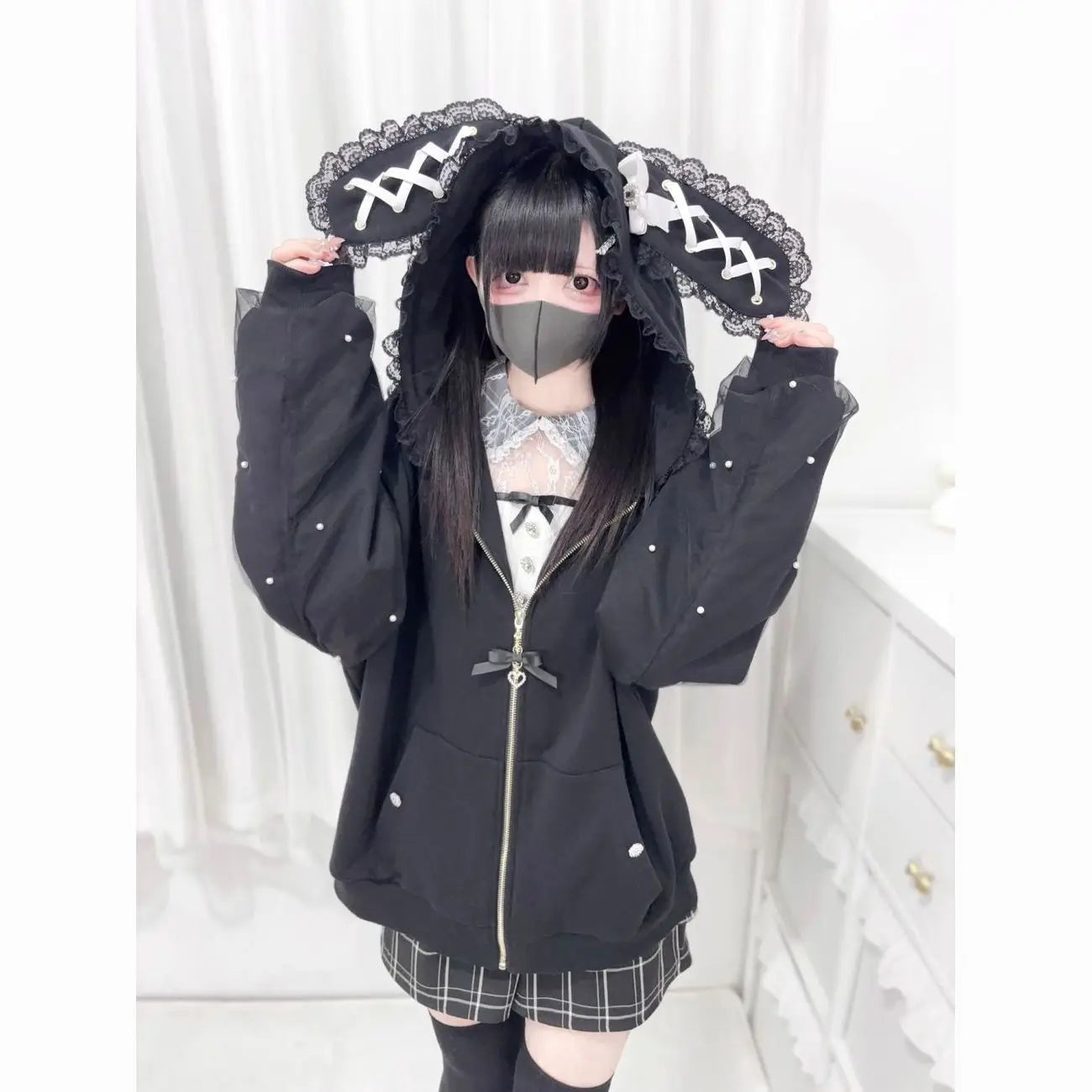 Sudadera Kawaii japonesa de manga larga para mujer, sudaderas informales con subcultura, abrigo con estampado de remaches, ropa elegante de estilo dulce y bonito para mujer