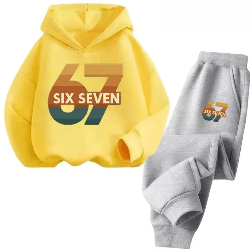 Conjunto de Ropa Infantil 67 Comfort, de 4 a 13 Años, Algodón Orgánico Antiencogimiento, Agradable al Tacto, Ropa Escolar, Conjunto de Sudadera Cómoda para Niños