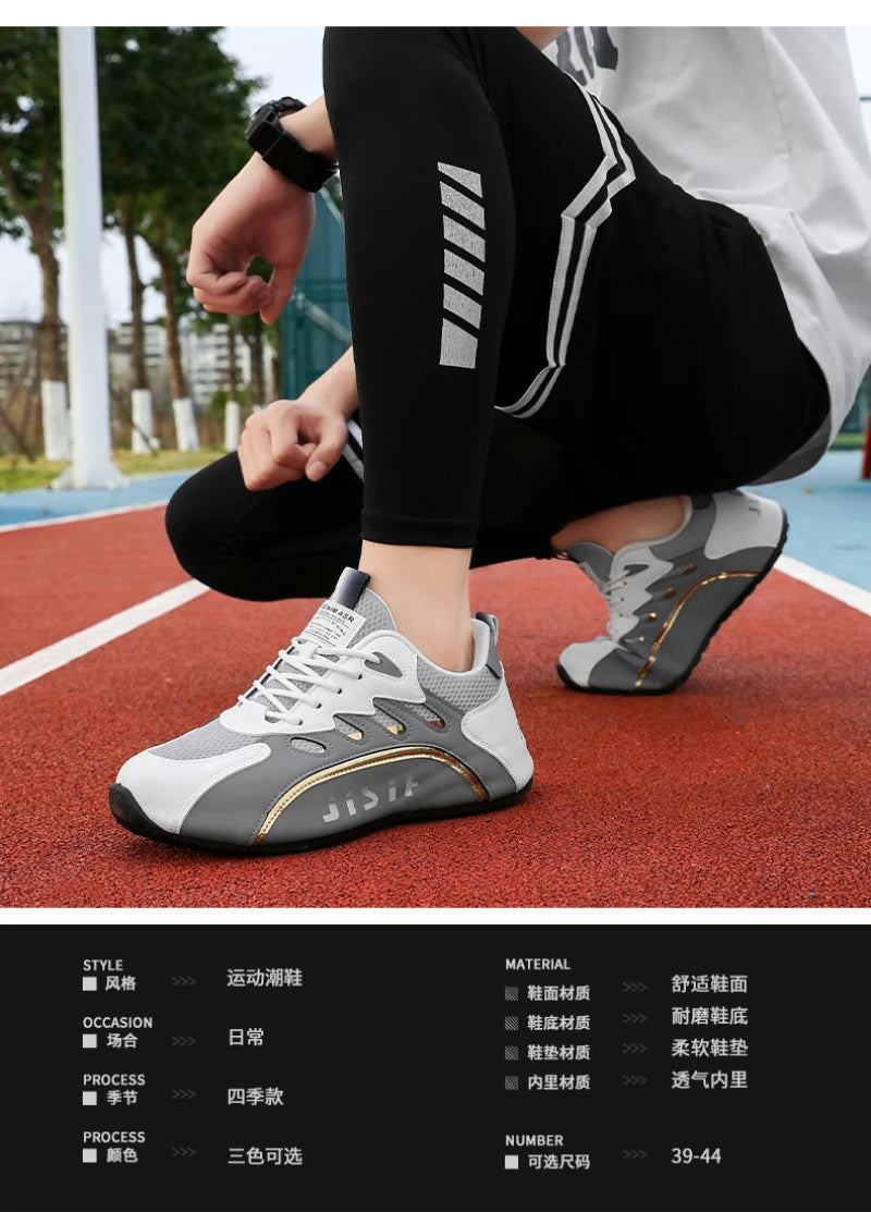 Zapatillas de deporte de malla transpirable rojas y blancas para hombre, zapatos para correr informales a la moda, zapatillas deportivas ligeras antideslizantes para uso diario