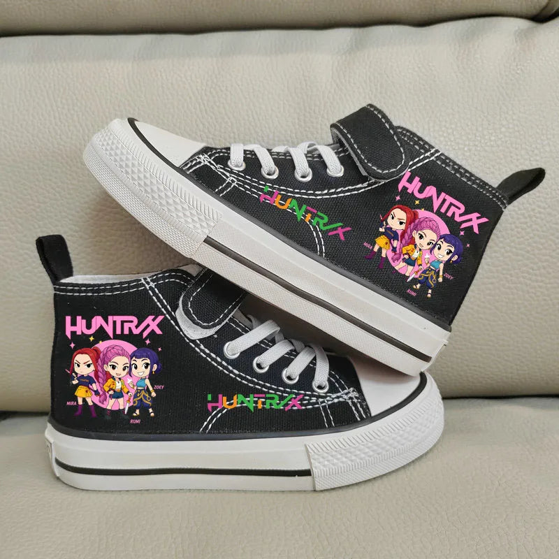 Kpop Demon Hunter zapatos de lona para niños, zapatillas altas para niñas, zapatos deportivos transpirables, zapatos de tenis para correr al aire libre para estudiantes