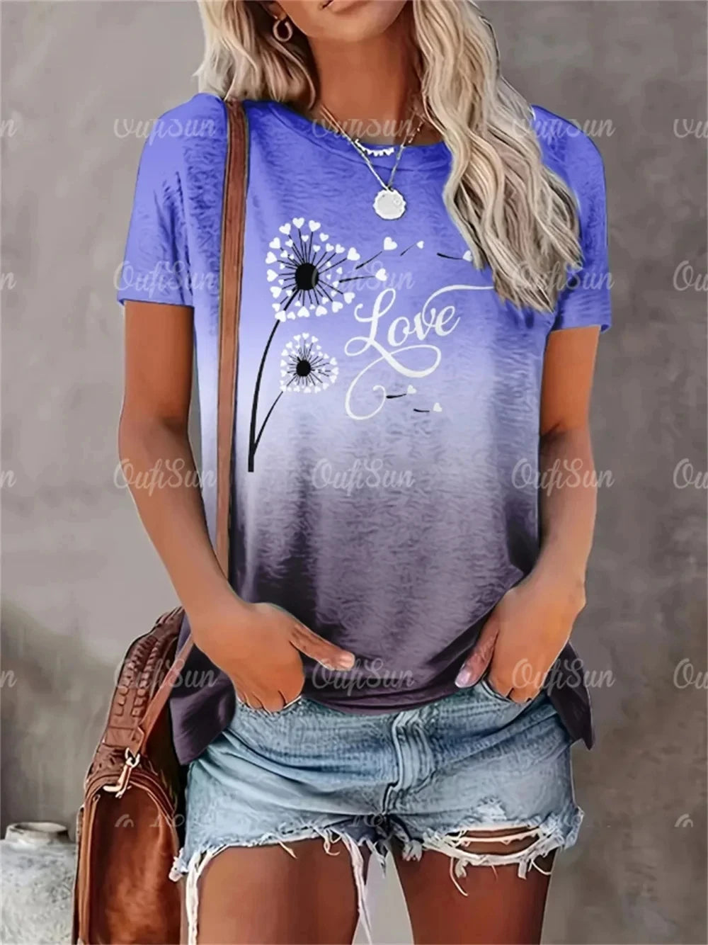 Camiseta con estampado de corazón para mujer, ropa de gran tamaño, camisetas, blusa de cuello redondo, diseño Original, nuevo estilo 2024