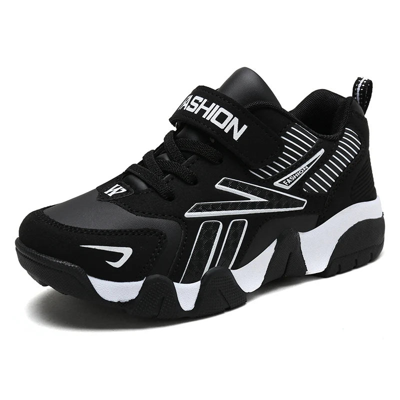 Zapatillas de deporte de moda para niños, zapatos de tenis cómodos de cuero para correr, zapatos deportivos ligeros para caminar al aire libre para niños