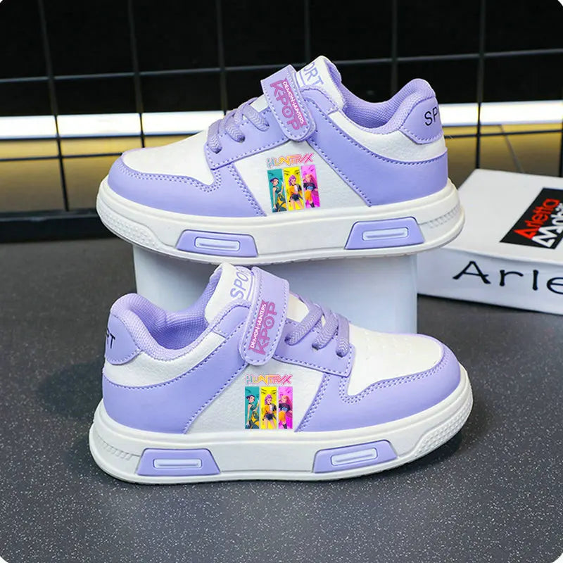 Kpop Demon Hunters zapatos para niños, zapatillas de deporte para niñas, zapatos blancos de otoño, zapatos informales para correr, Tenis de suela blanda antideslizantes